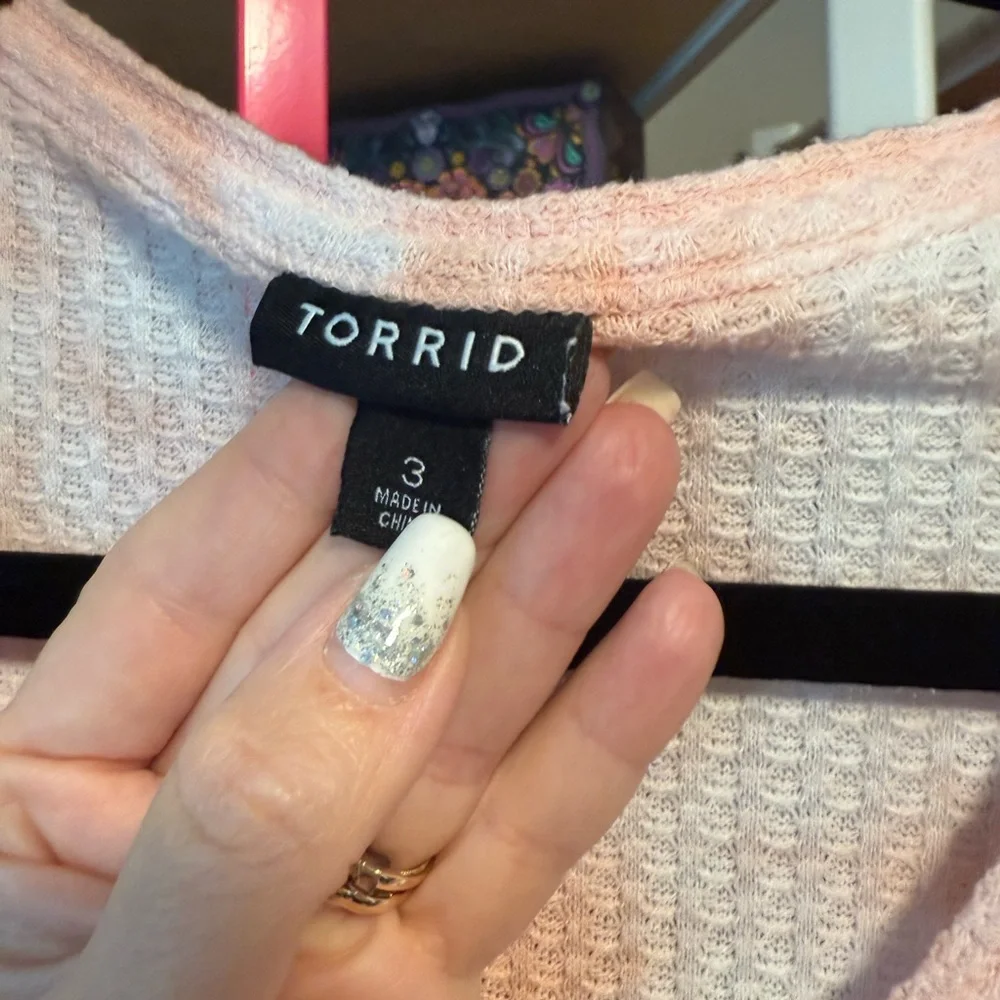 Torrid Orange and White Button Down Shirt GUC size 3 - Picture 3 of 4